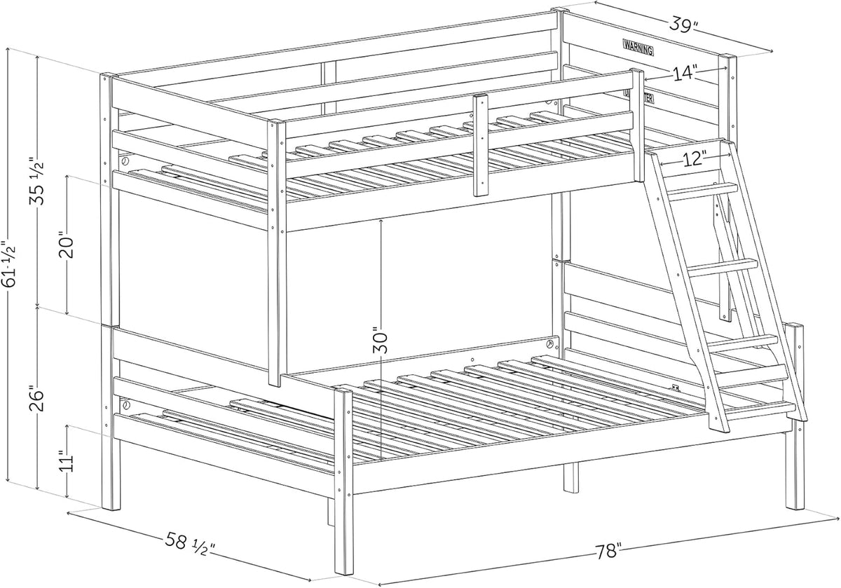 Matte Black Twin on Full Bunk Bed Q77032