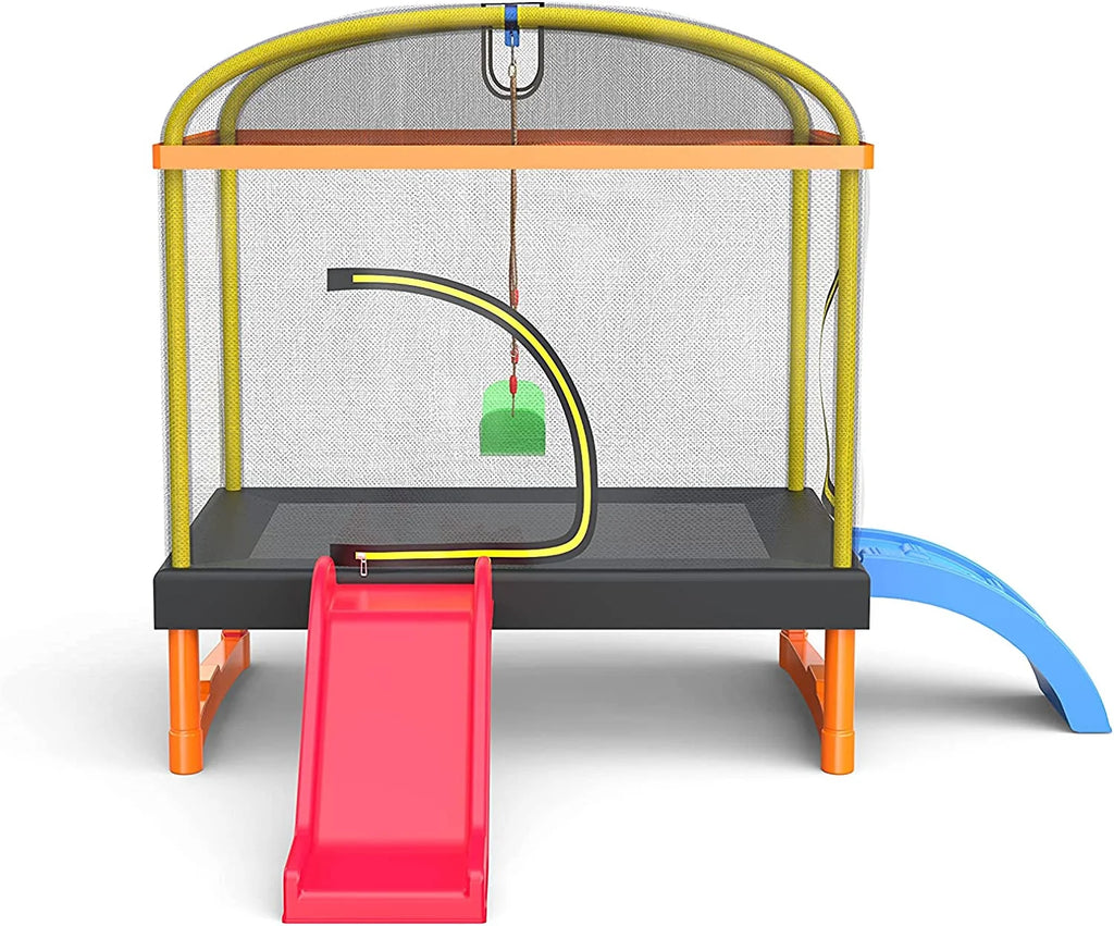 6.5ft 4-in-1 Mini Rectangular Trampoline with Safety Net Enclosure, Padding, Zipper R74002