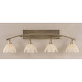 Four Light Bath Bar Brushed Nickel with Gold Ice Glass G1292