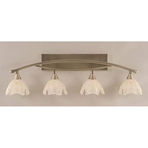Four Light Bath Bar Brushed Nickel with Gold Ice Glass G1292