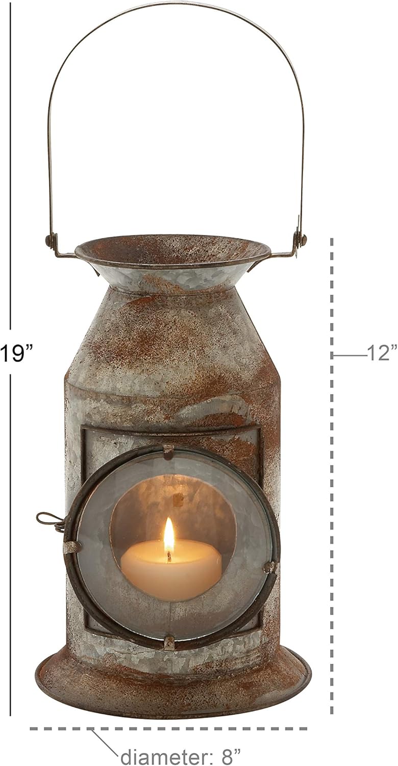 Distressed Metal Glass Candle Lantern, Pack of 2 G1130