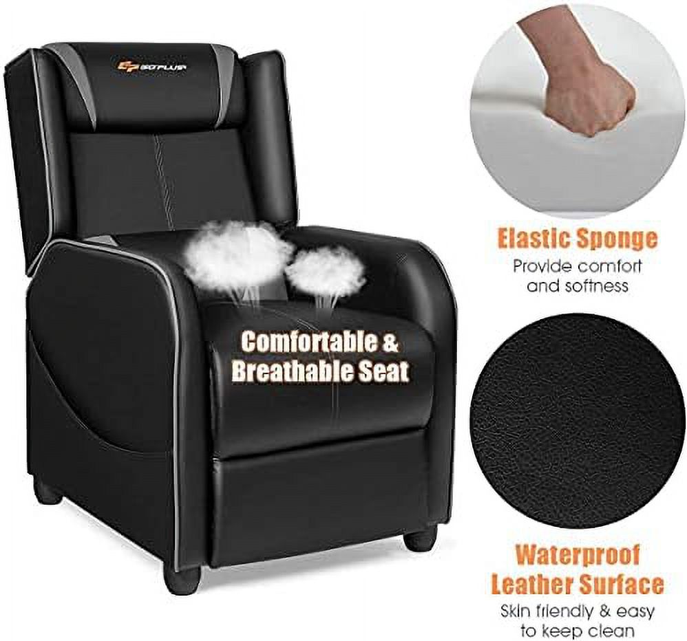 Gray Ergonomic PU Leather Massage Recliner Chair with Footrest & Headrest B1162