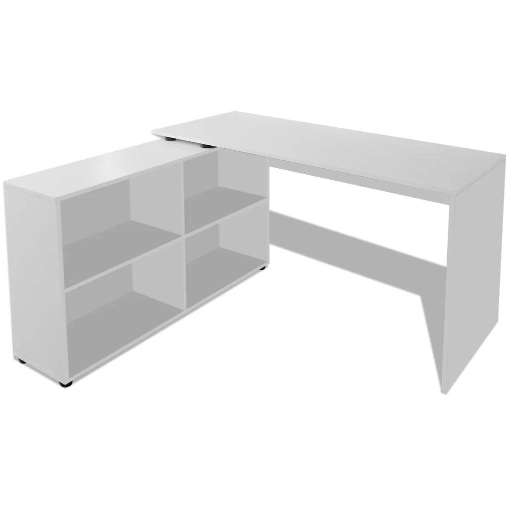 Corner Desk 4 Shelves White J41109