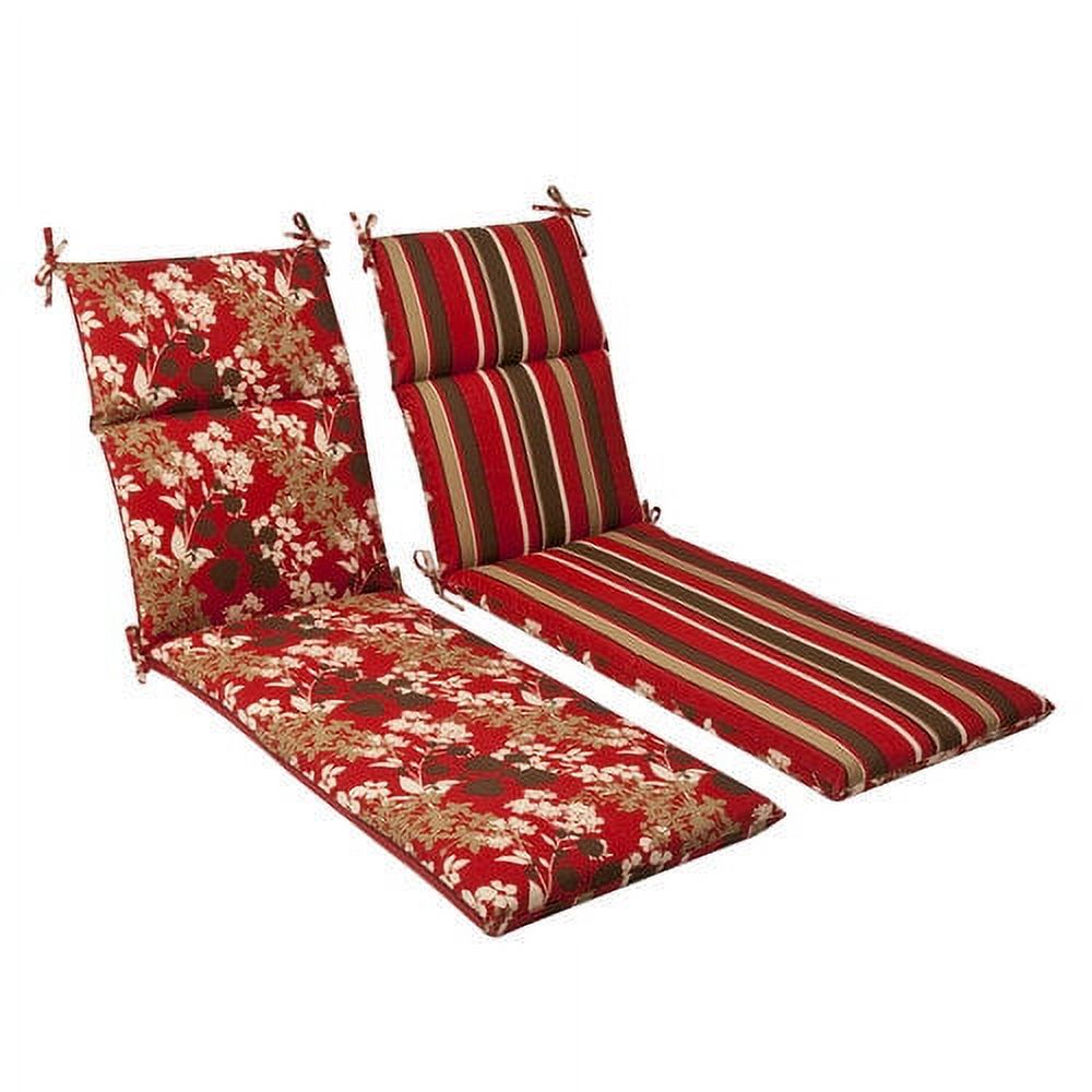 Green/Brown Tropical Striped Reversible Chaise Lounge Cushion E2916