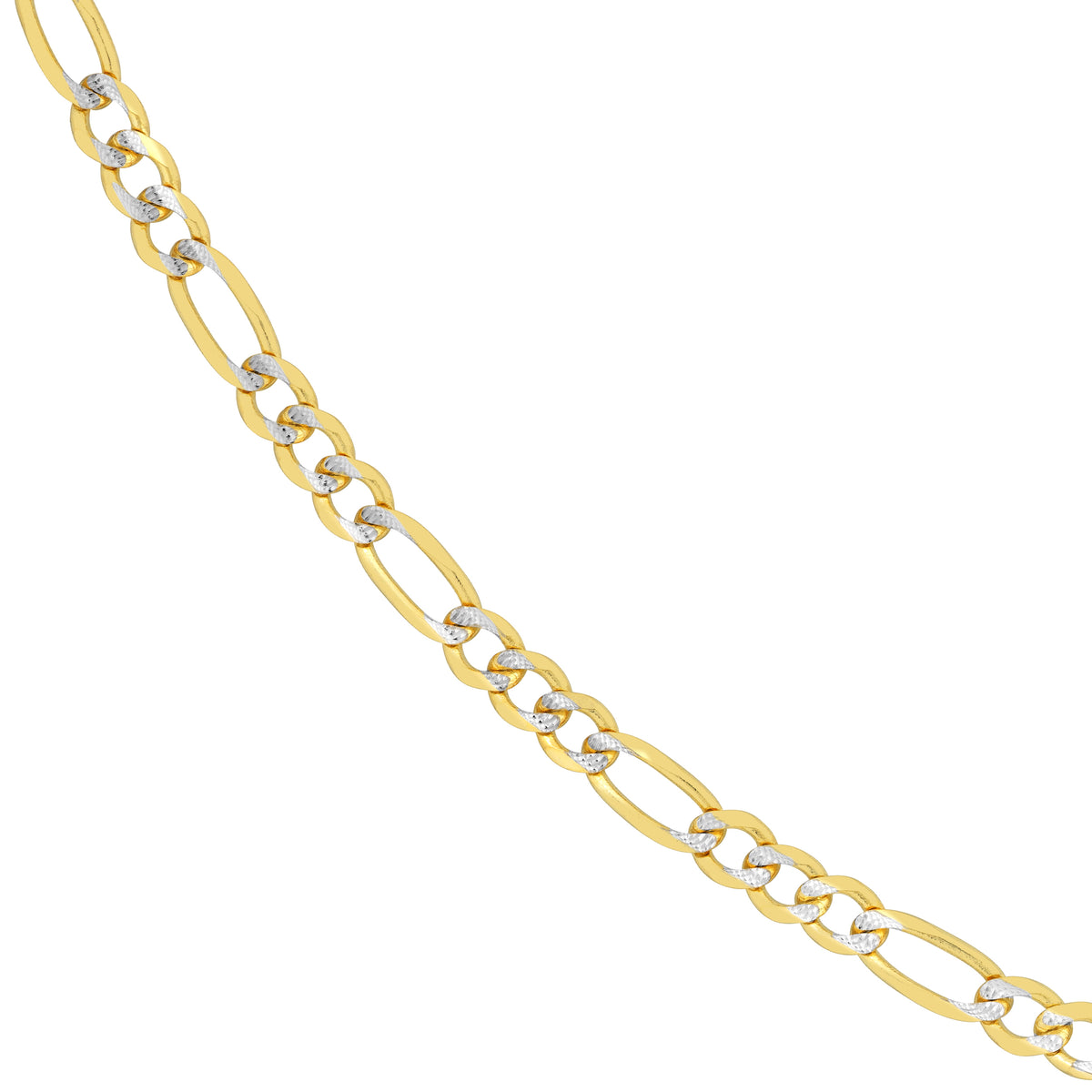 14K Two-Tone Gold 24" 4.75mm Pave Figaro Chain Necklace J93270