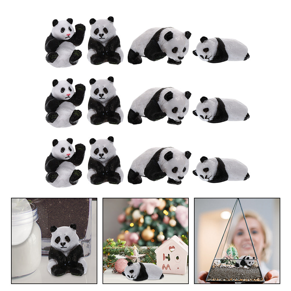 12Pcs Miniature Panda Dolls E505
