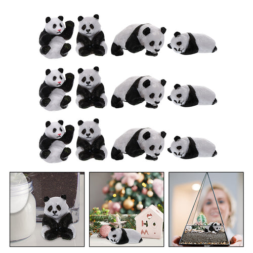 12Pcs Miniature Panda Dolls E505