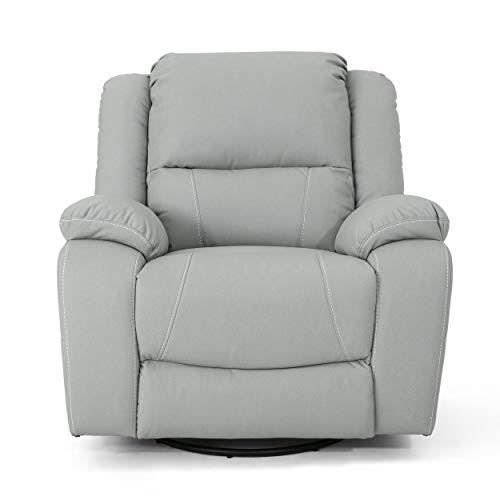 Light Gray Tufted Leather Swivel Recliner R38573