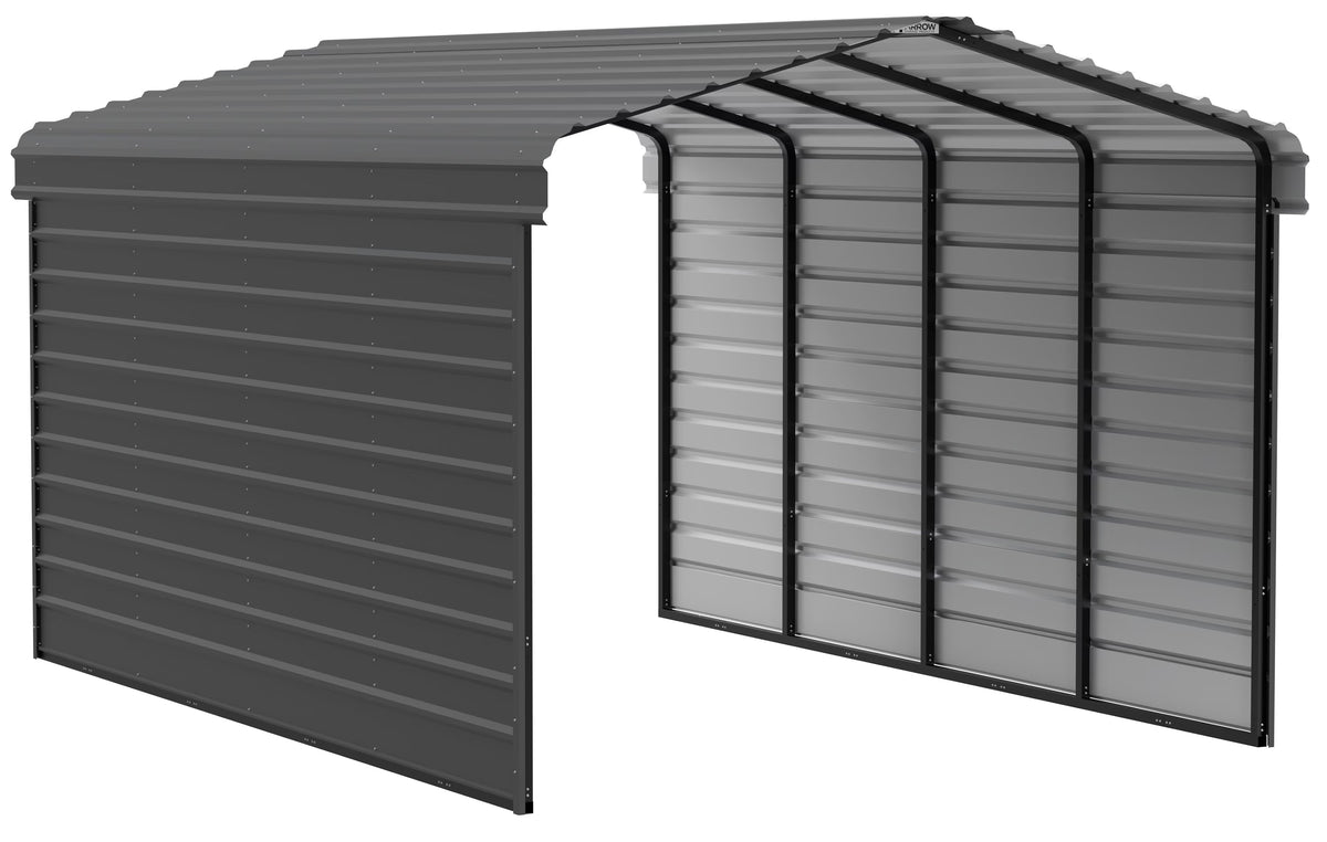 Galvanized Steel Carport Kit, 12' x 20' x 9', Charcoal W363