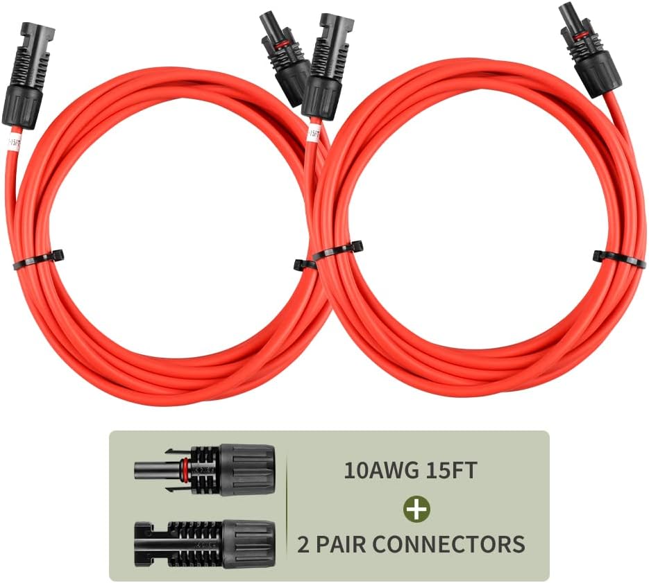 Solar Panel Extension Cable 20 Feet 12AWG with Female and Male Connector Pack of 2 Z930