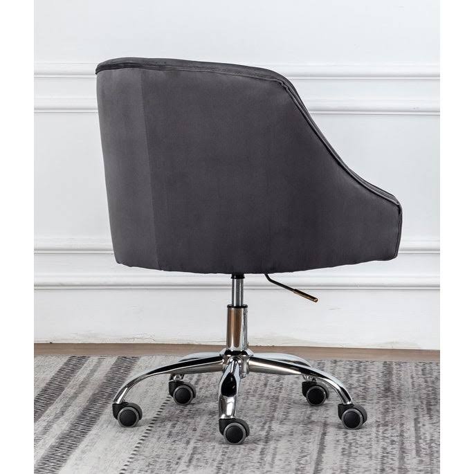 Cream Velvet Swivel Task Chair with Silver Base N1260
