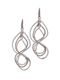 Rose And Silver Electroplated Textured Swirl Earrings With Drawstring Chiffon Pouch E372