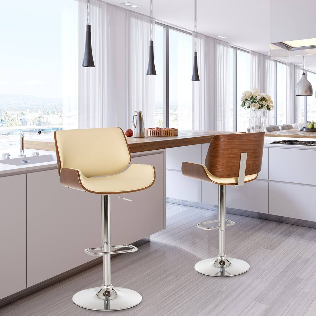 Beige Adjustable Height Swivel Bar Stool S74491