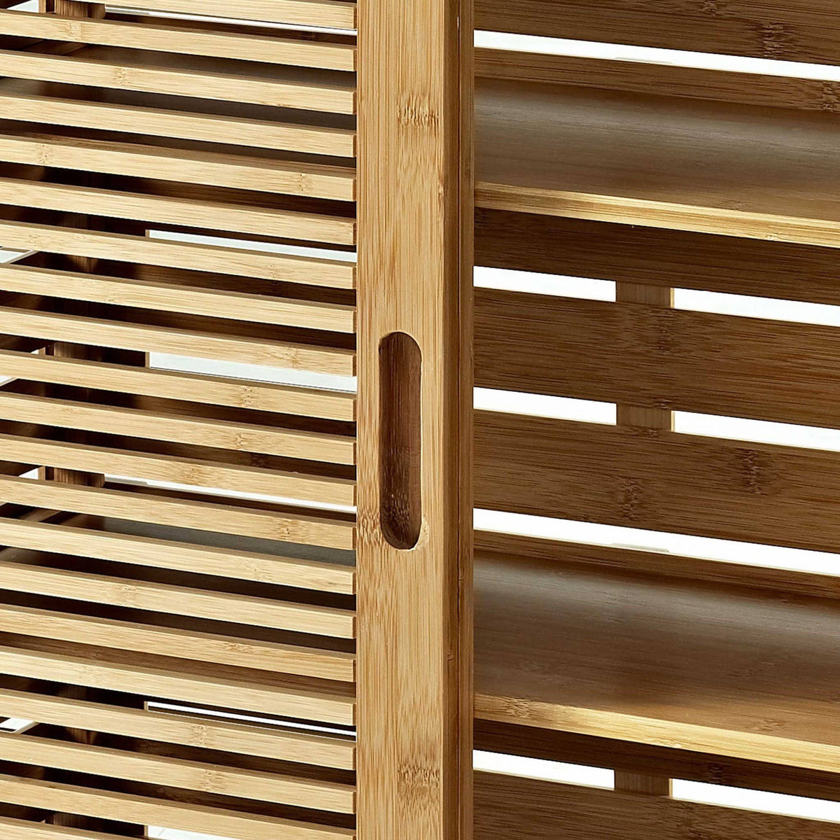 Bamboo Floor Cabinet with 2 Sliding Doors and 3 Shelves Brown Y166