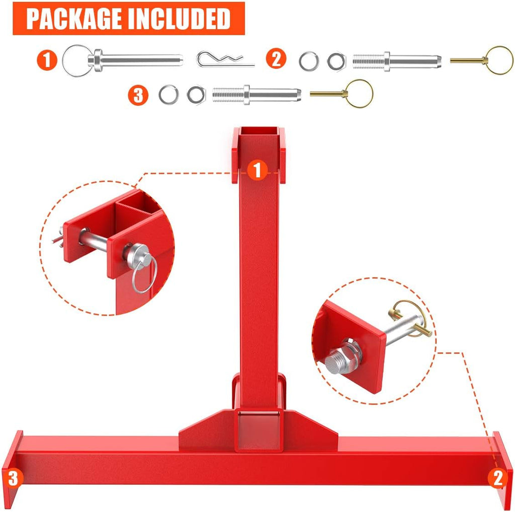 Red 3 Point Trailer Hitch with 2 Receivers T761270