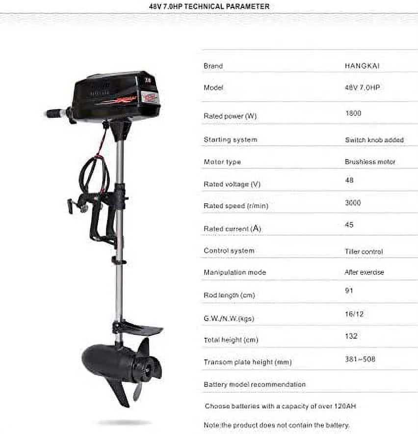 48V 1.8KW Outboard Electric Motor with Tiller Control C811775