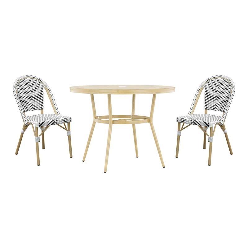 Black Metal Patio 3-Piece Table and Chair Set R61835