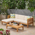 Teak 5 Piece Outdoor Fabric Acacia Wood Sofa Set S376153