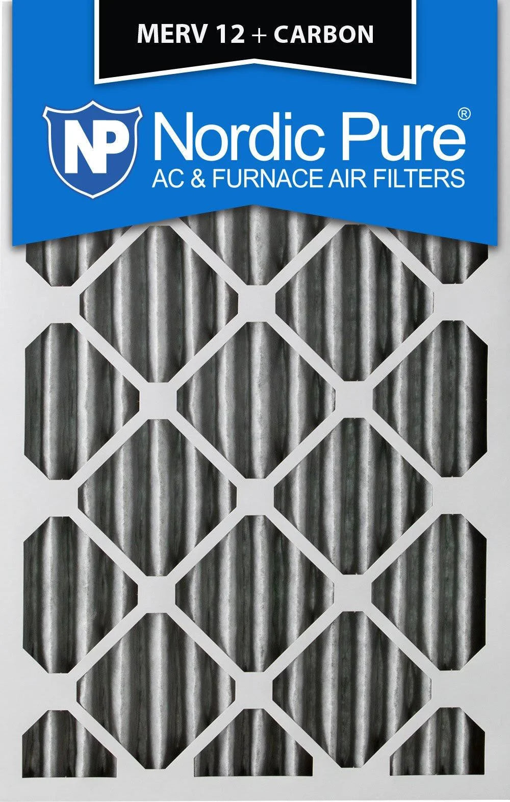 10 x 20 x 2 in. MERV 12 Pleated Carbon Furnace Air Filters, Pack of 12 F517563