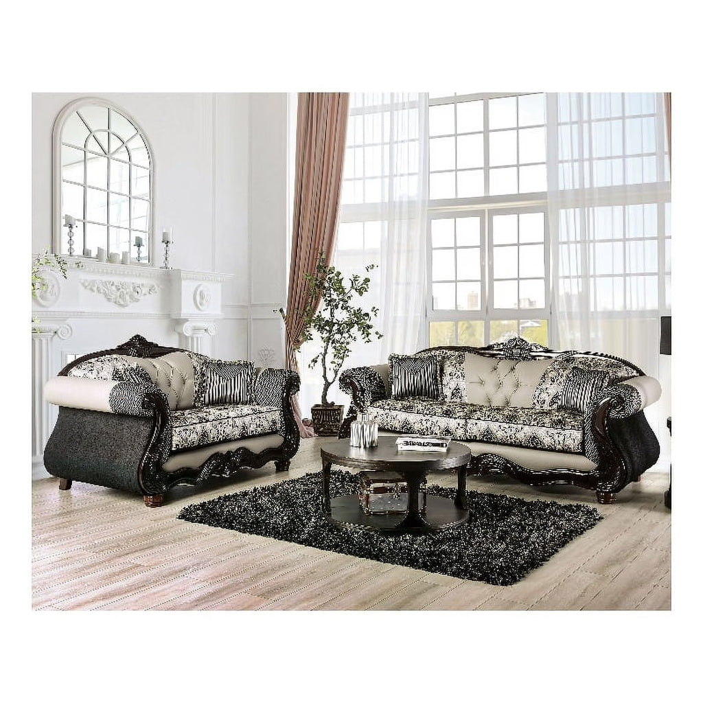 Black and Gray Chenille Upholstered 2-Piece Sofa Set L56506
