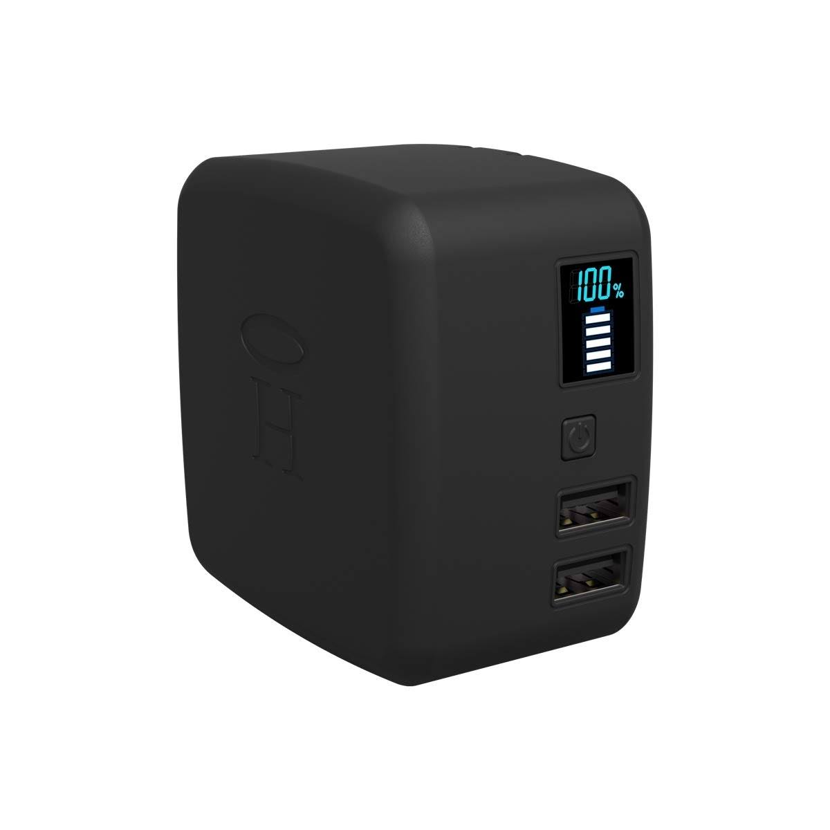 Black PowerCube 10K with Built-in Wall Plug & Car Charger T588
