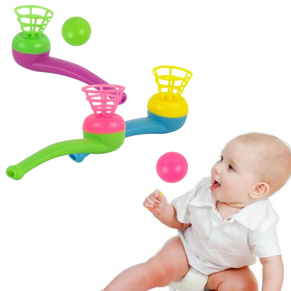12pcs Plastic Floating Ball Toy Blow Pipe Party Game F62522