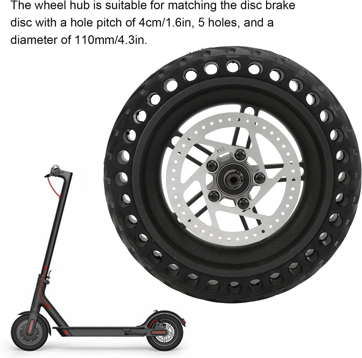 8.5 inch Electric Scooter Rear Tire Set with Wheel Hub Disc Brake, Pack of 2 E325