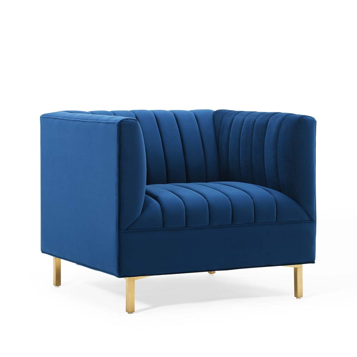 Navy Tufted Performance Velvet Armchair N512