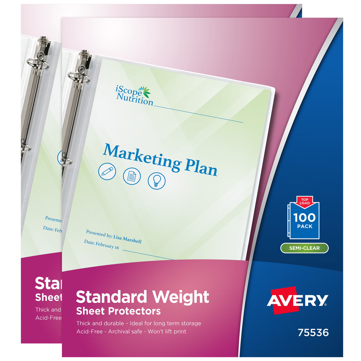 Semi-Clear Top Load Sheet Protectors for 3 Ring Binders, 200 Total Q680166