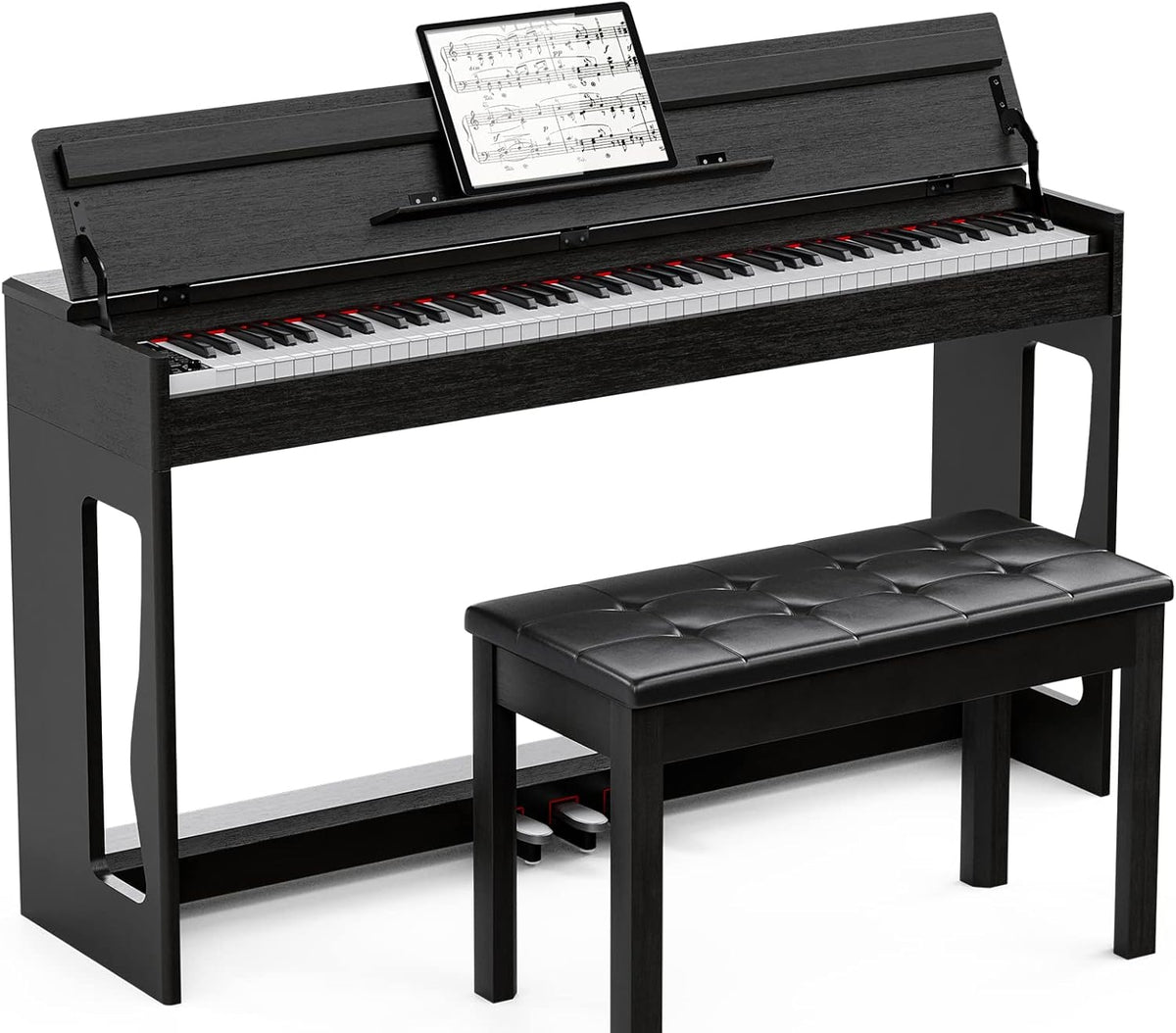 White Full Size Weighted Action Digital Piano with Bench T5175