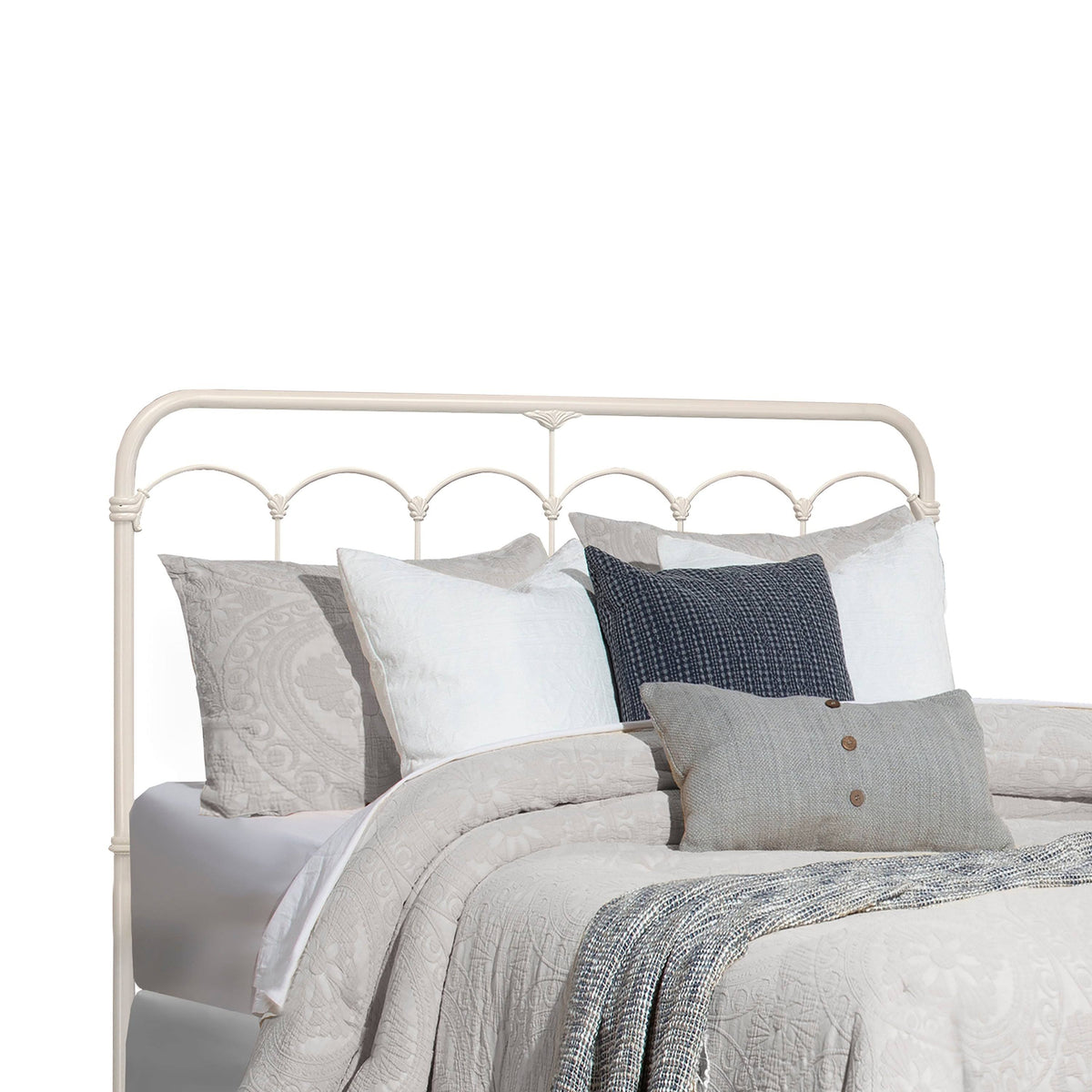 King Soft White Metal Headboard N330690