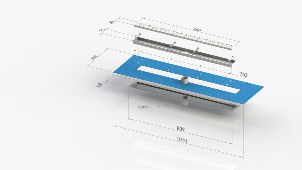 Linear Shower Drain Bright Clear (Chrome) 2-in-1 Stainless Steel Tile Insert E849