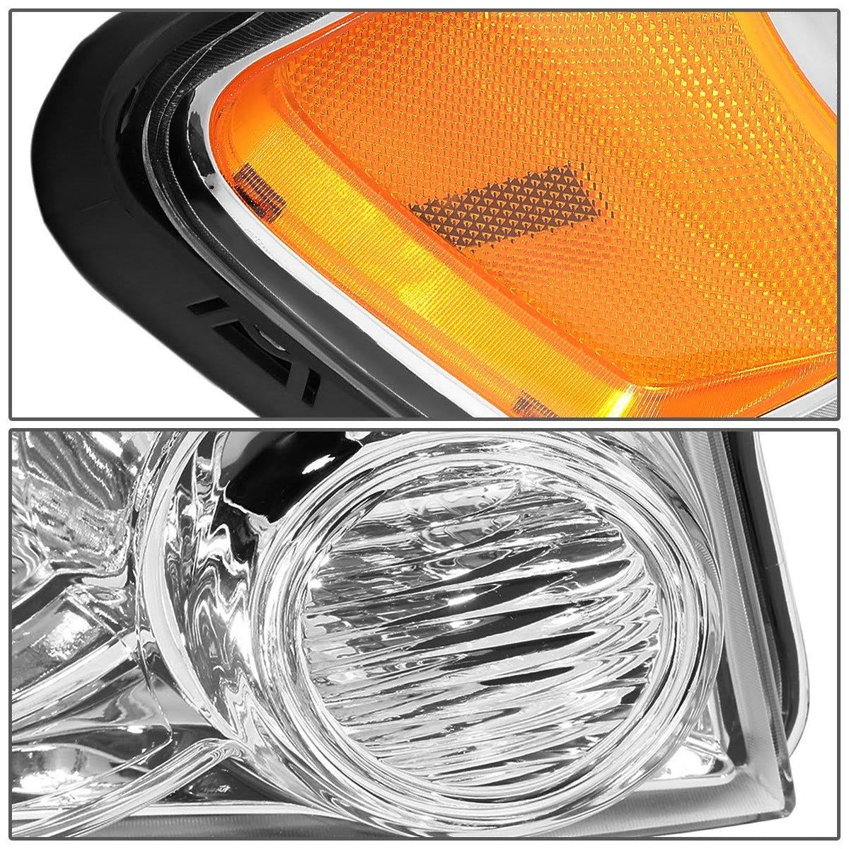 Pair Chrome Housing Amber Corner Headlamp D733249