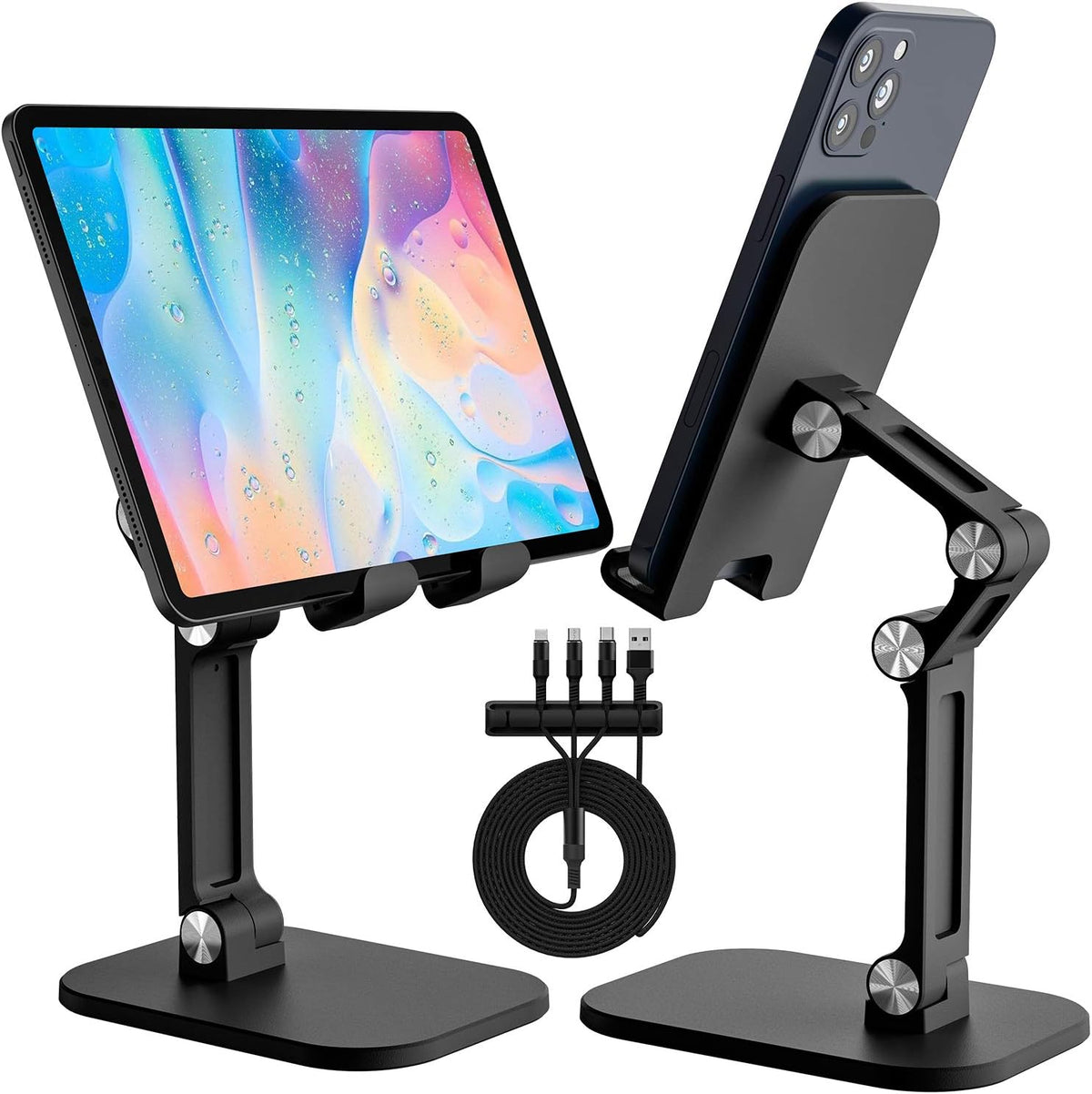 3 in 1 Fast Charging Cable and Foldable Phone Stand with Cable Organizer O605734