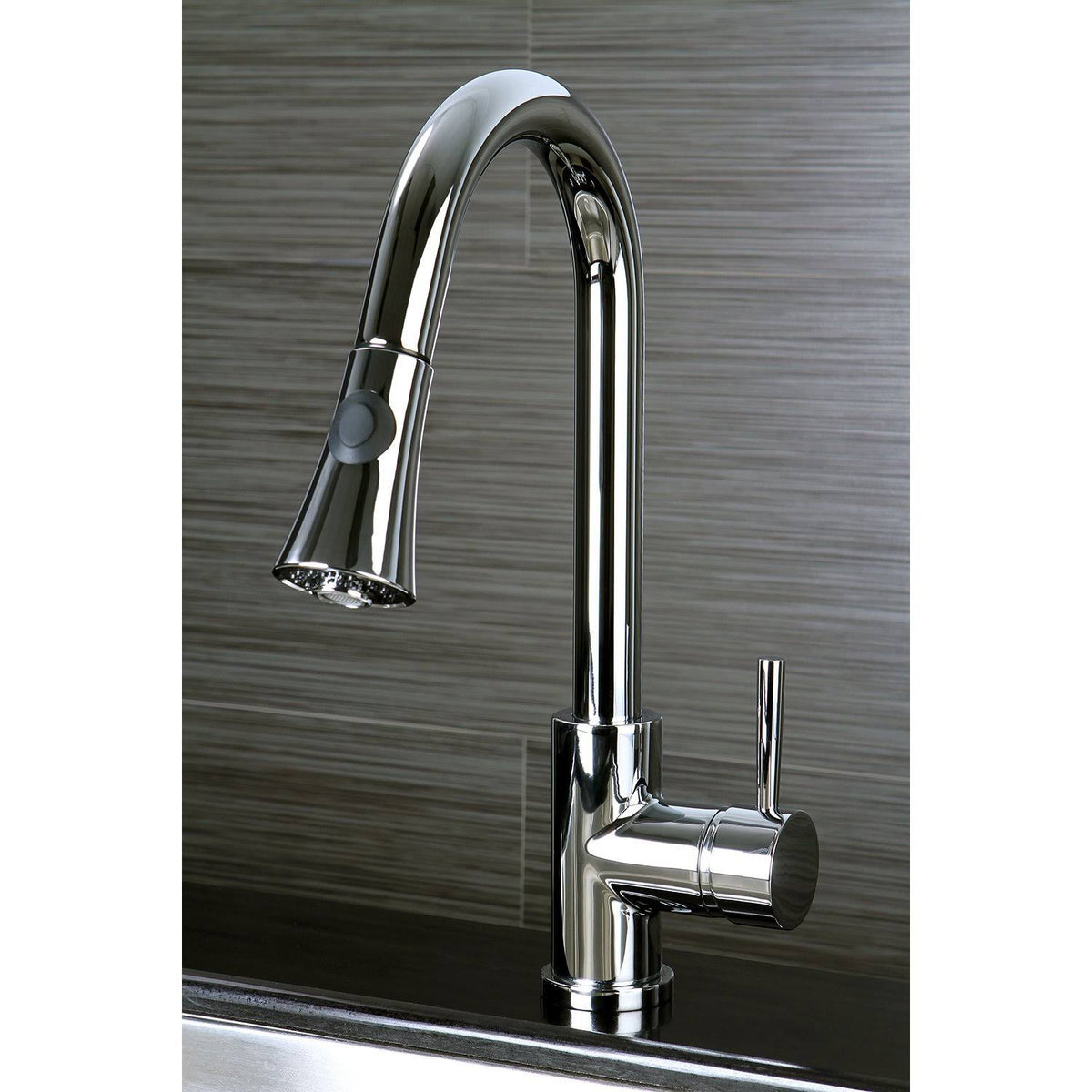 Satin Nickel Kitchen Faucet with Pull-Down Sprayer T10784