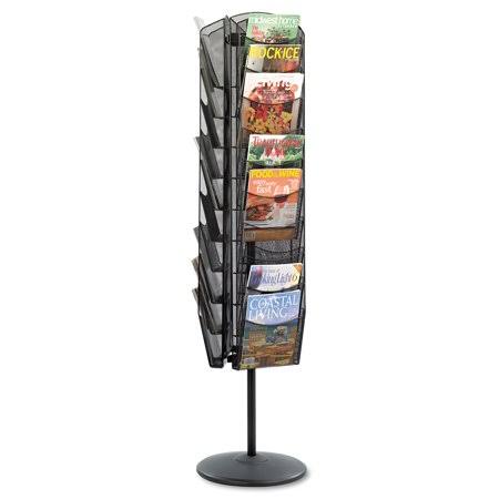 Onyx Mesh Rotating Magazine Display, 30 Compartments, Black V82812