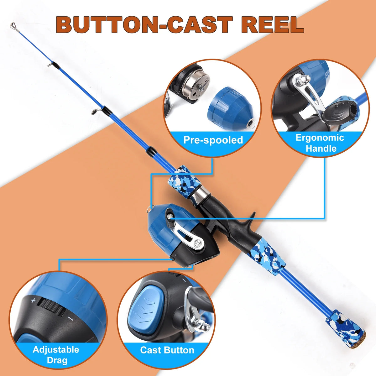 Kids Fishing Rod and Reel Combo 1.2m/1.5m Telescopic Casting Rod with Spincast Reel and Carry Bag B4821