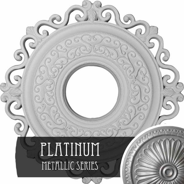 22x22OD x 6 1/4x22ID x 1 3/4x22P Ceiling Medallion, Hand-Painted Platinum H10550
