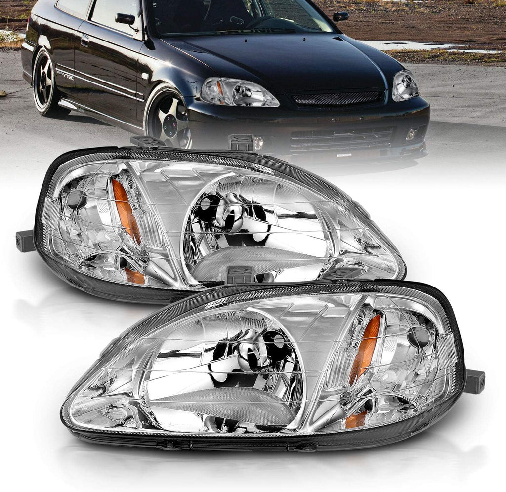Chrome Replacement Headlights Set for Honda Civic Y11270