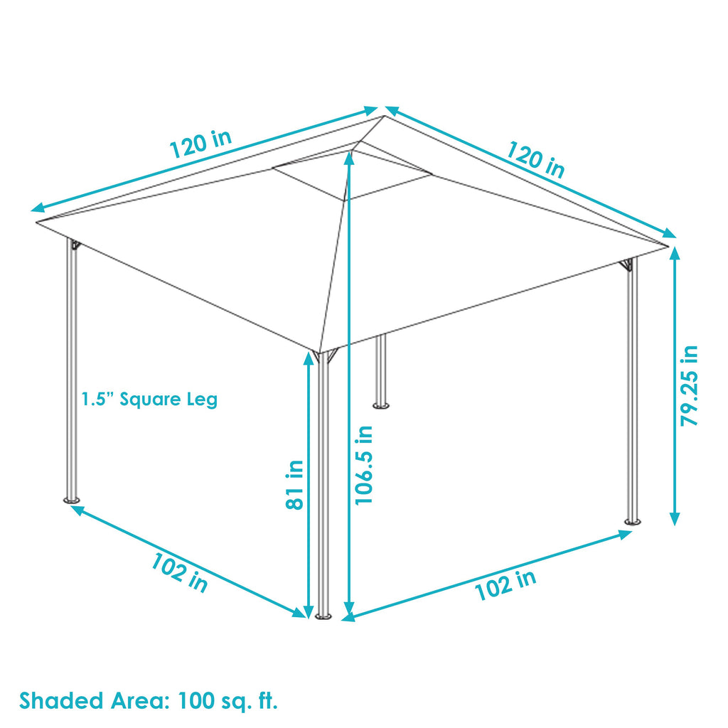 10' x 10' Steel Gazebo with Fabric Top - Gray K792