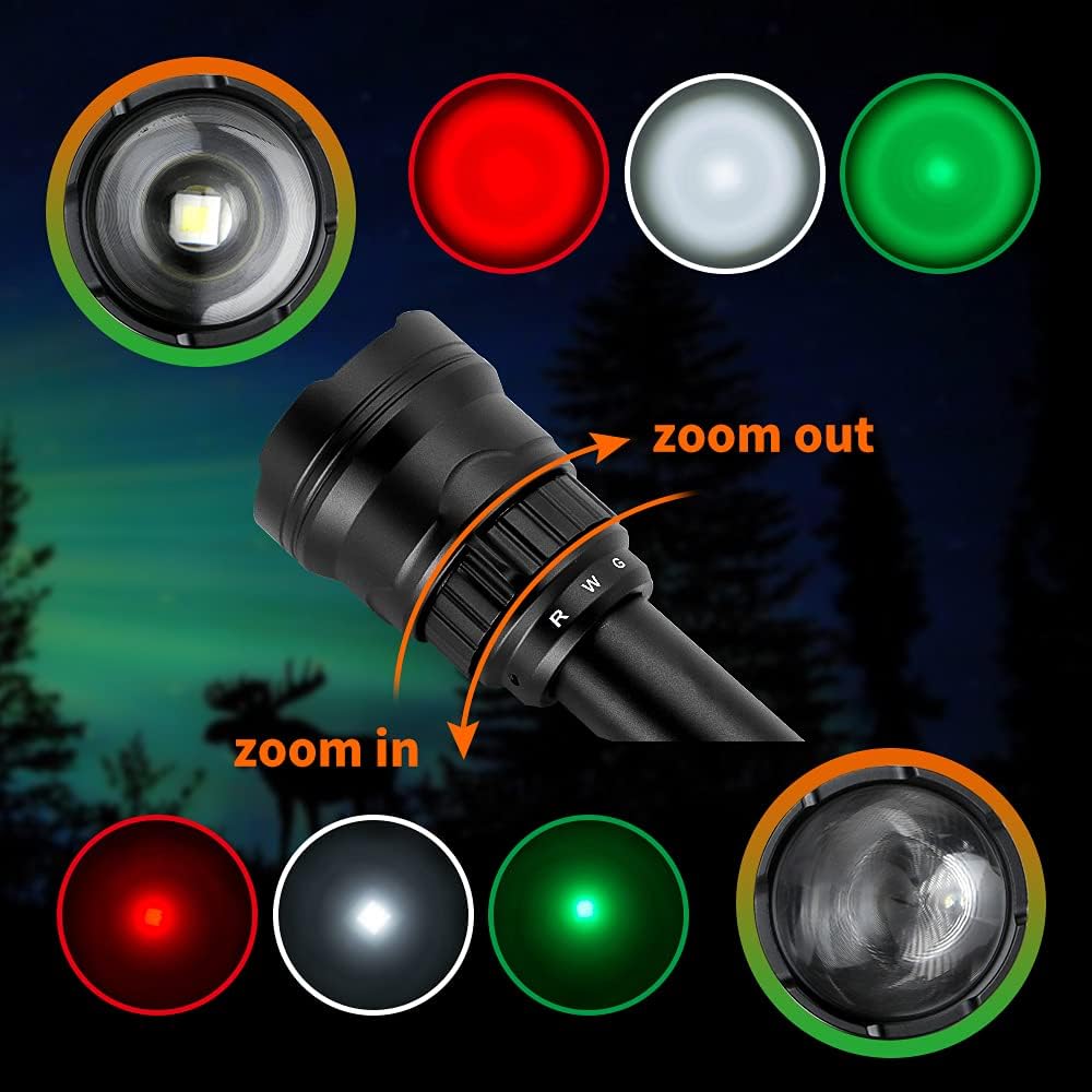 3-Color-in-1 Zoomable Hunting Flashlight with Intensity Control O82139
