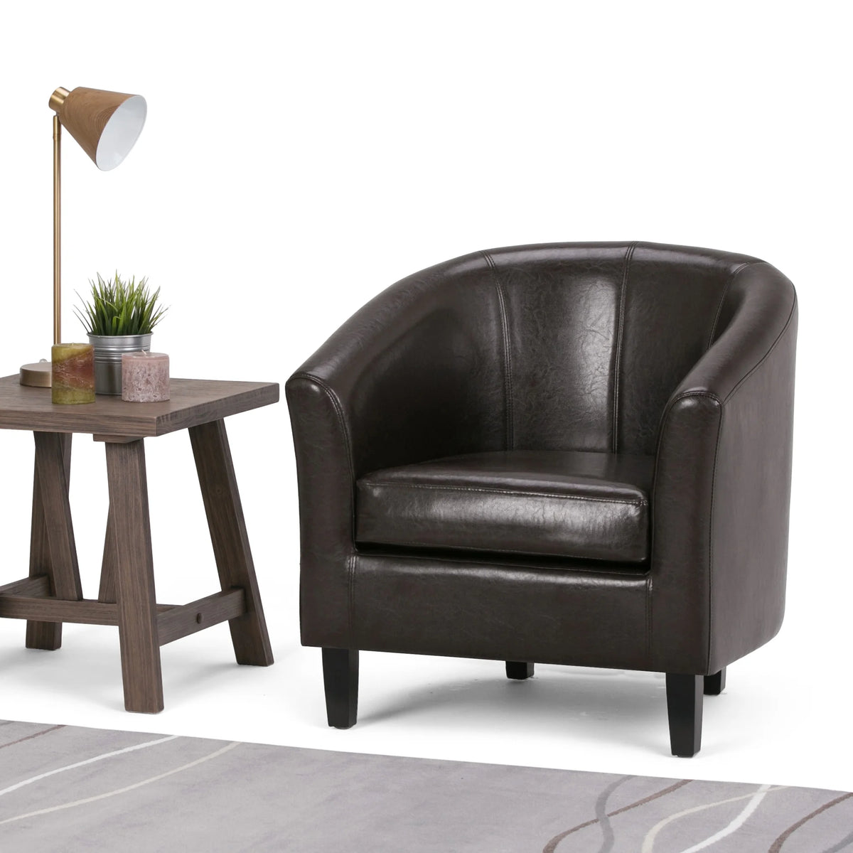 Brown Faux Leather Tub Chair A897934
