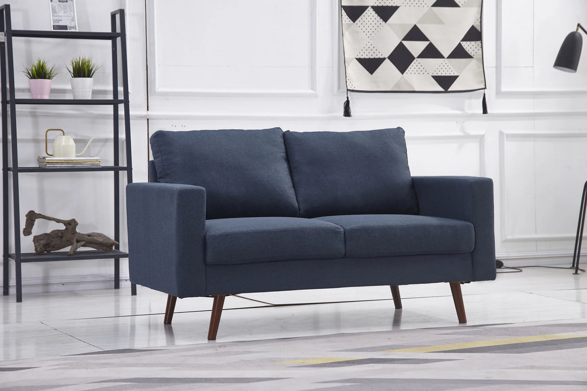Navy Fabric Loveseat V13750