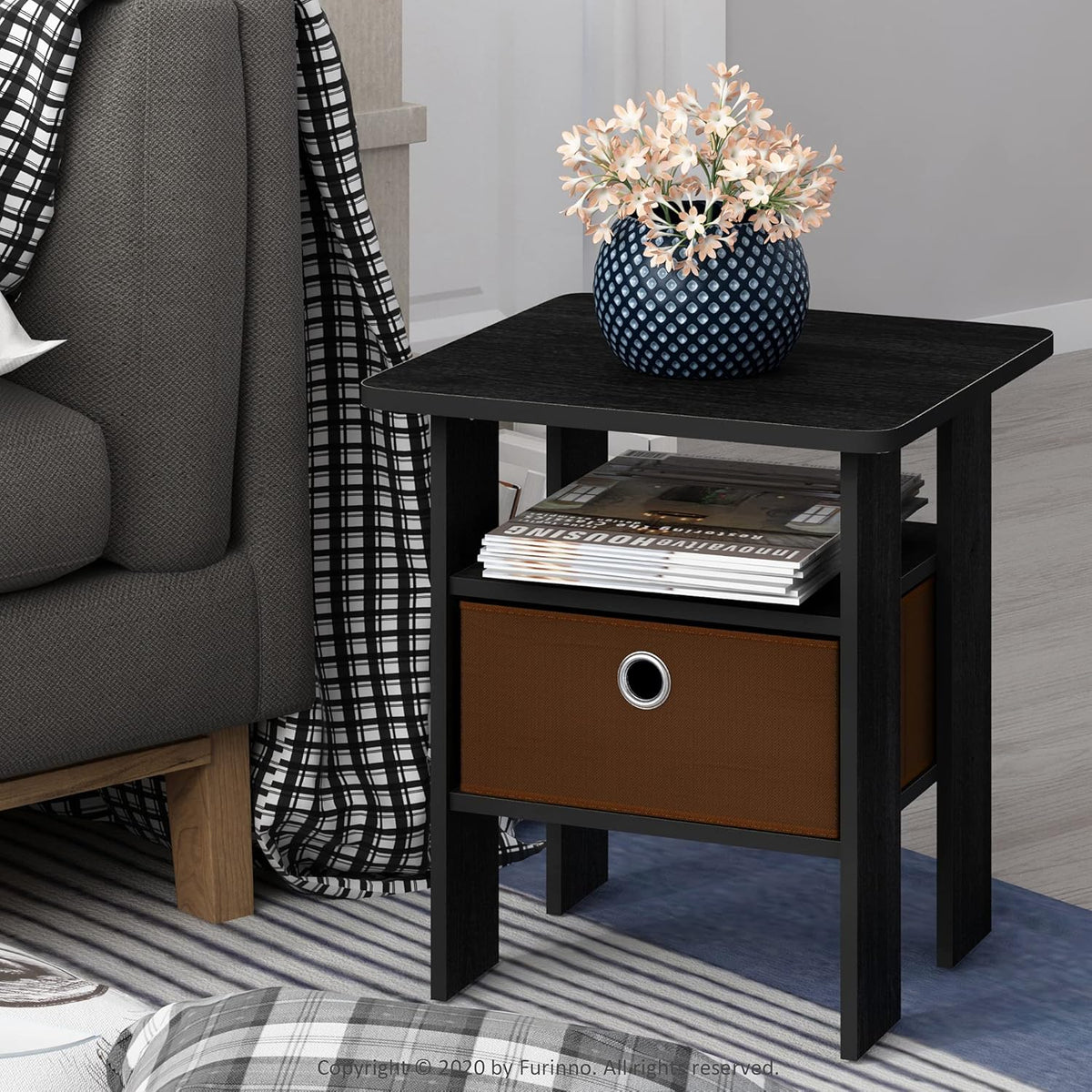 2-Pack Bin Drawer End Table Nightstand W830