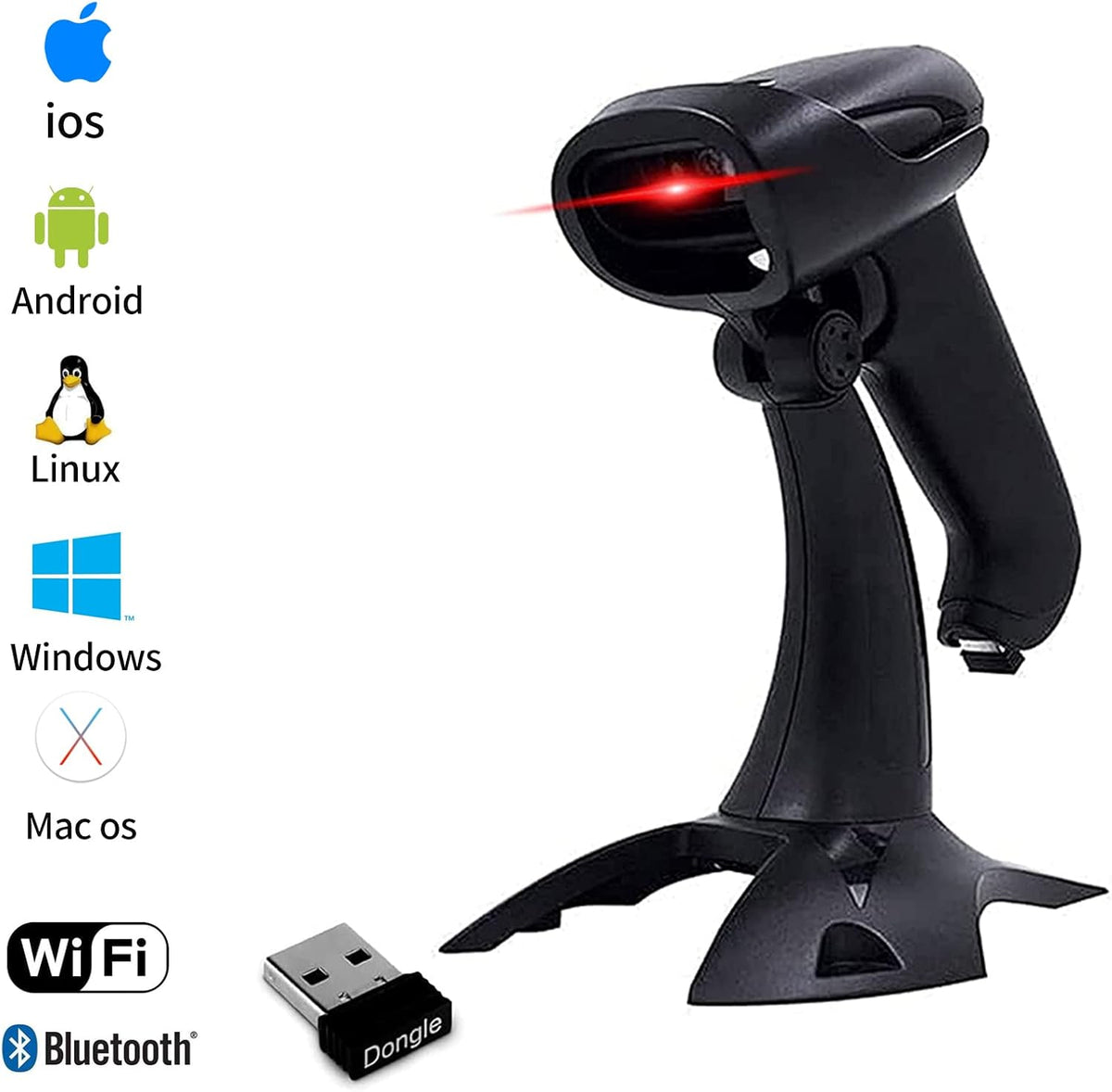 2 Pack Wireless 2D Barcode Scanner with Stand, USB Wired Handheld Bar Code Reader K18181