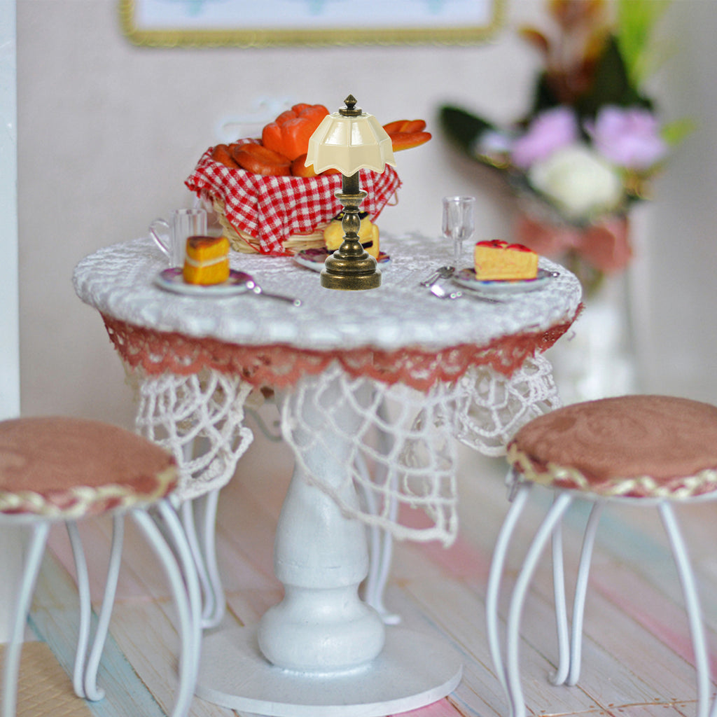 White Vintage Metal Dollhouse Lamp Bedside Table 5 Pack L31486