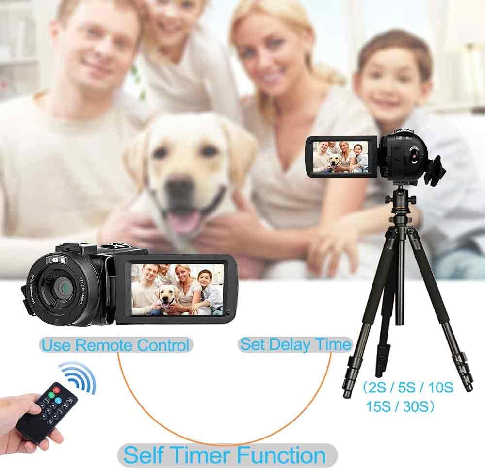 FHD 1080P 30FPS 24MP 16X Digital Zoom 3 Inch Touch Screen Video Camera Camcorder with Remote Control and Tripod V185