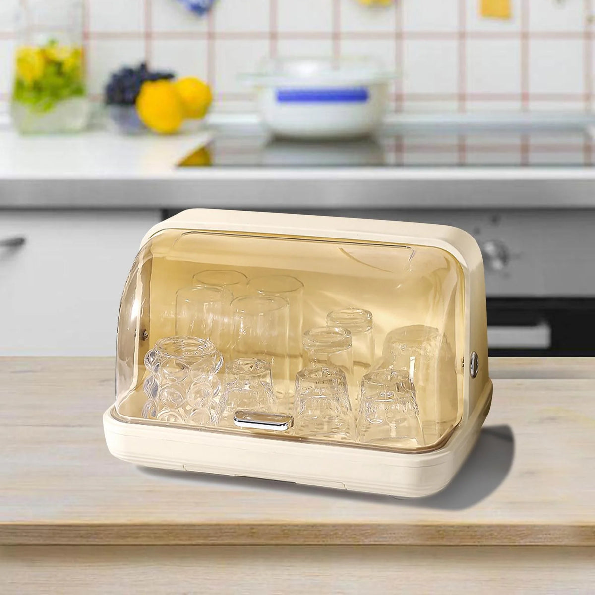 Creamy yellow Cup Storage Rack with Lid Y309326