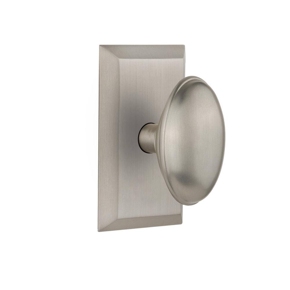 Satin Nickel Privacy Door Knob with Studio Plate D934