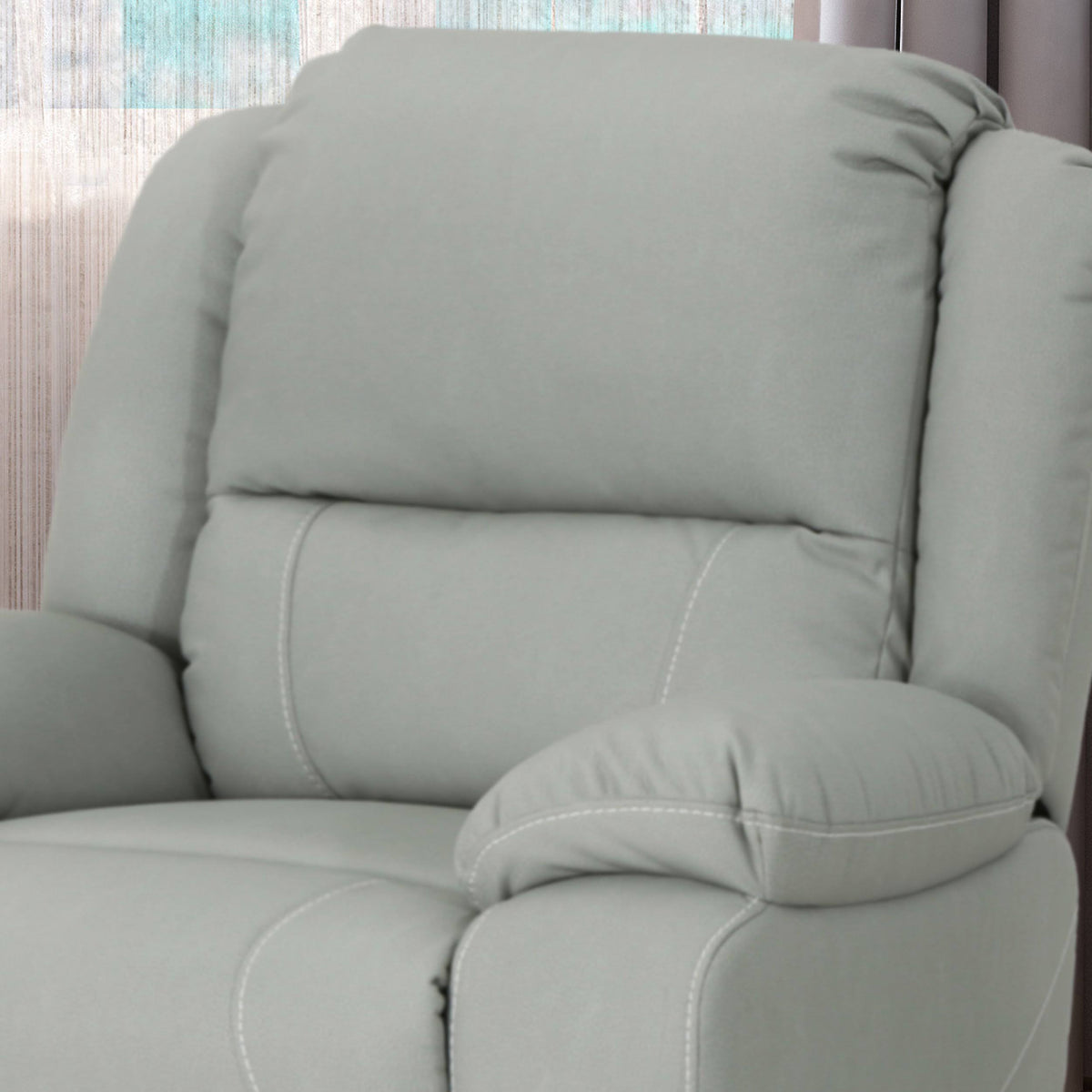 Light Gray Tufted Leather Swivel Recliner R38573